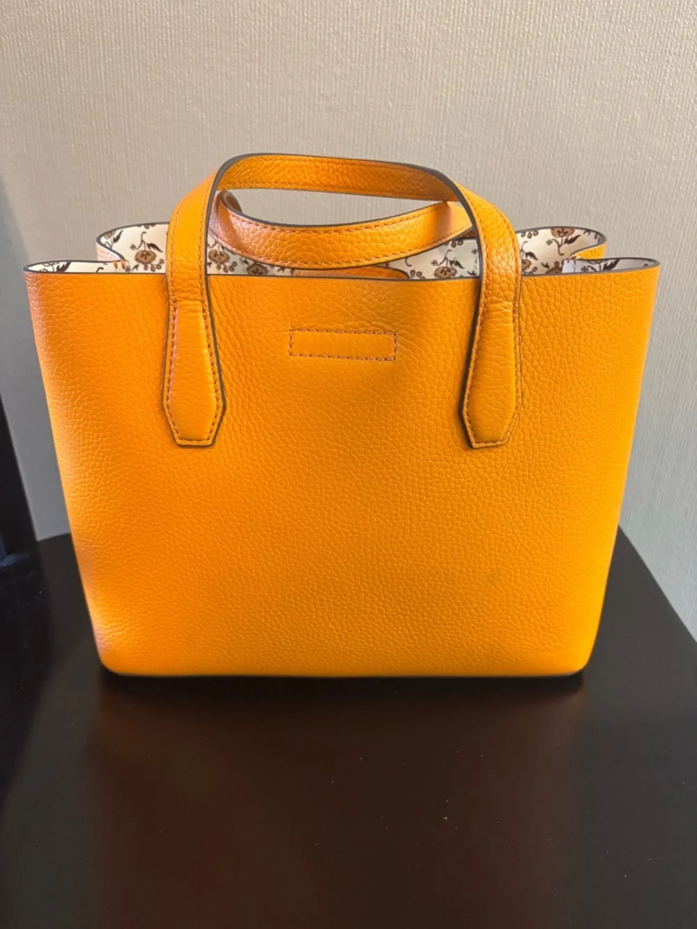 Tory Burch Bright Yellow Pebbled Leather Mini Tote with Strap